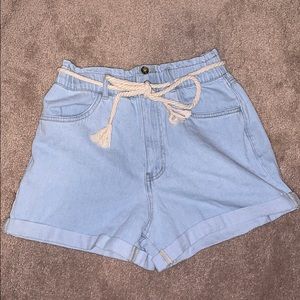 Forever21 cuffed paperbag denim shorts